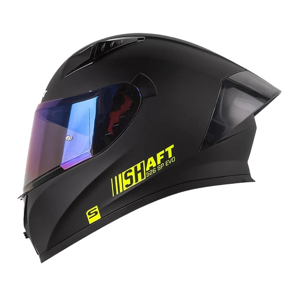 Casco Shaft 526Sp Evo Solid Negro Amarillo Neón Visor Iridium Azul