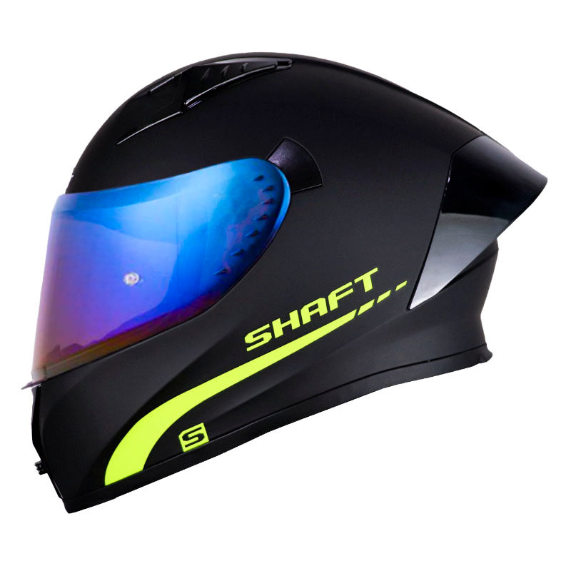 Casco Shaft 526Sp Evo Solid V2 Negro Amarillo Neon Visor Iridium Azul