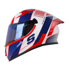 Casco Shaft 526Sp Evo Strafter Blanco Rojo Visor Iridium Azul