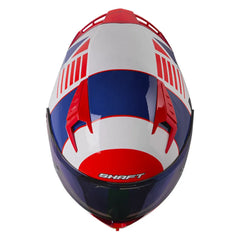 Casco Shaft 526Sp Evo Strafter Blanco Rojo Visor Iridium Azul