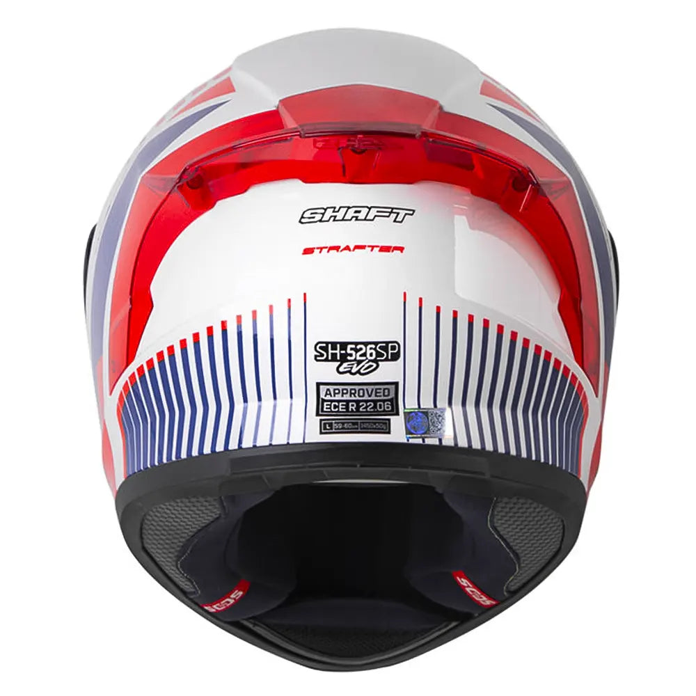 Casco Shaft 526Sp Evo Strafter Blanco Rojo Visor Iridium Azul