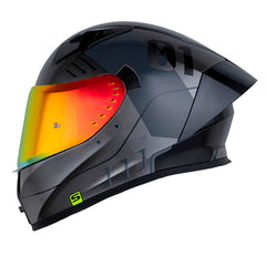 Casco Shaft 526Sp Evo Troy Gris Metalico Visor Revo Rojo