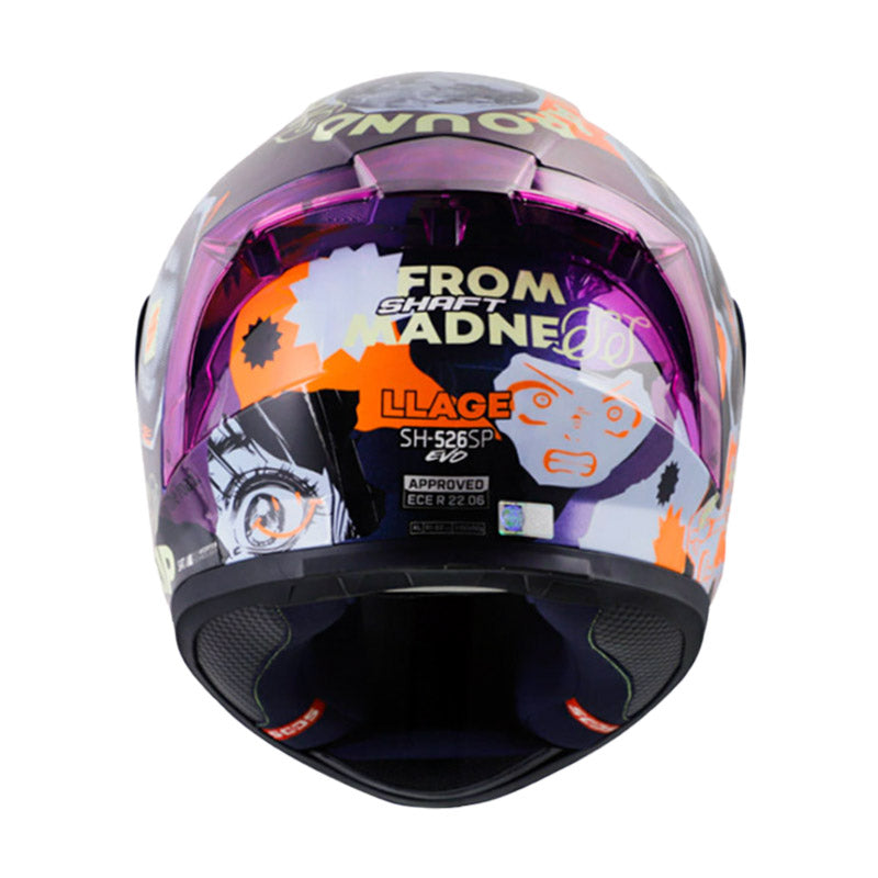 Casco Shaft 526 Sp Evo Llage Camaleon Naranja Neon Visor Iridium Morado