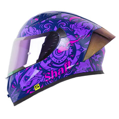 Casco Shaft 526 Sp Evo Mozaik Azul Oscuro Morado Visor Revo Morado