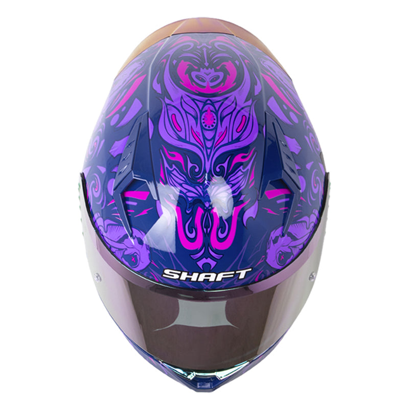 Casco Shaft 526 Sp Evo Mozaik Azul Oscuro Morado Visor Revo Morado