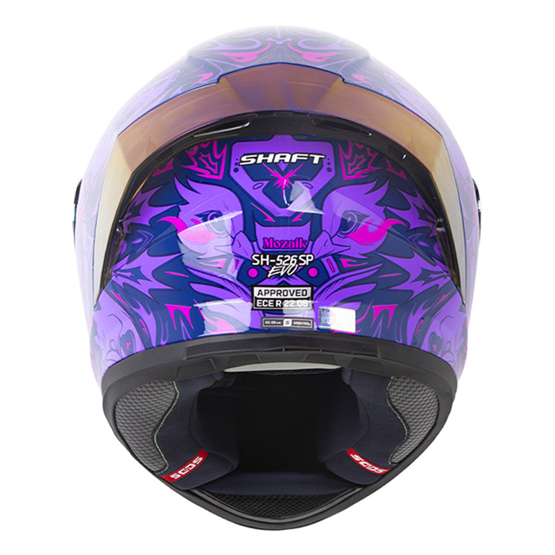 Casco Shaft 526 Sp Evo Mozaik Azul Oscuro Morado Visor Revo Morado