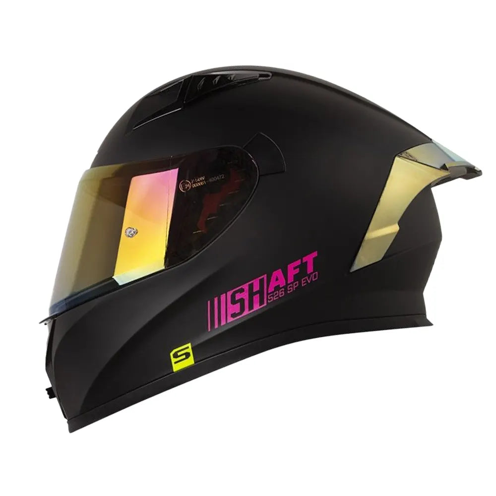 Casco Shaft 526sp Evo Solid Negro Fucsia Visor Iridium Fucsia