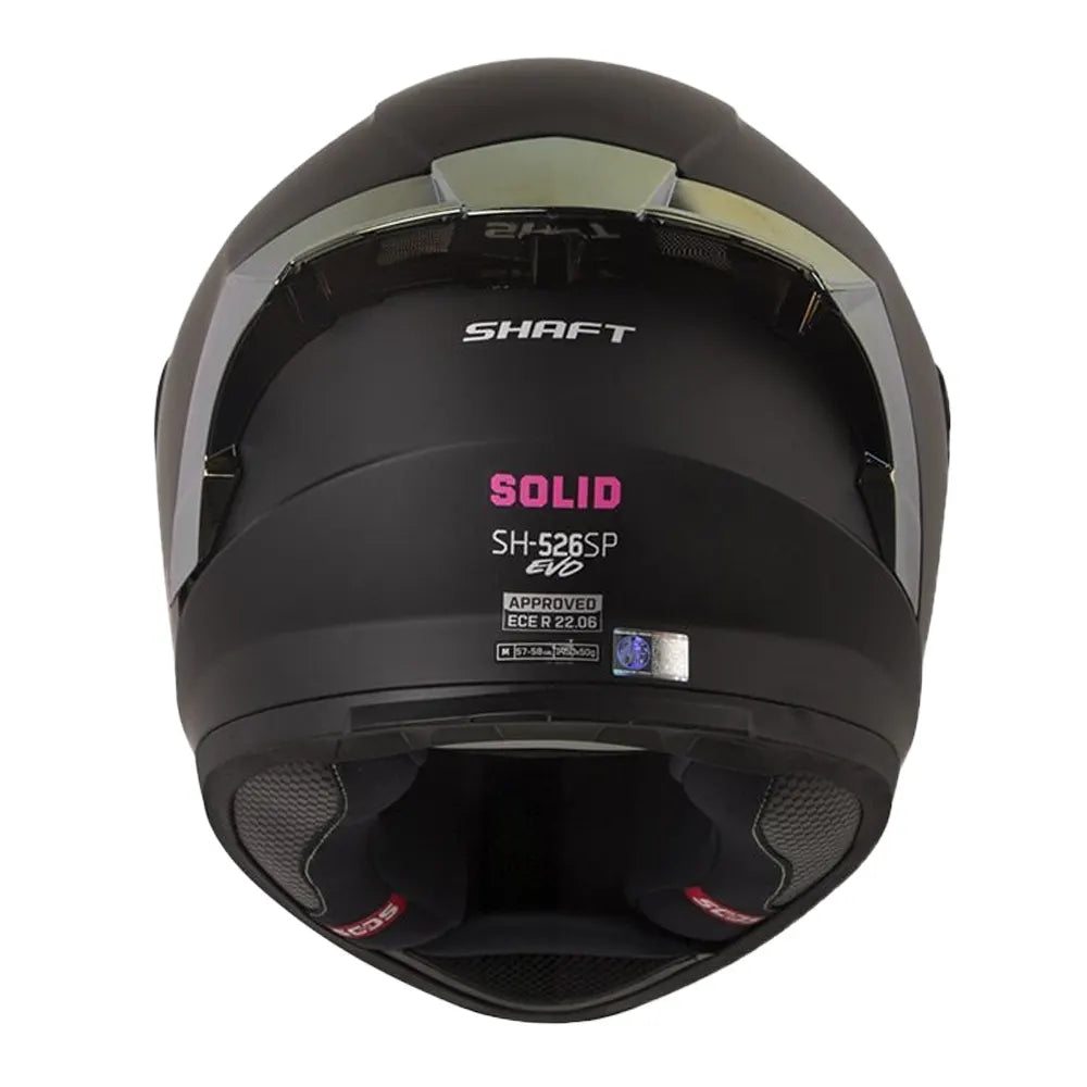 Casco Shaft 526sp Evo Solid Negro Fucsia Visor Iridium Fucsia