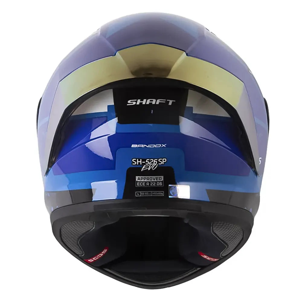 Casco Shaft 52Sp Evo Bandox Azul Blanco Visor Iridium Azul