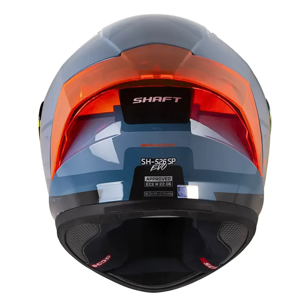 Casco Shaft 52Sp Evo Bandox Azul Naranja Visor Revo Rojo