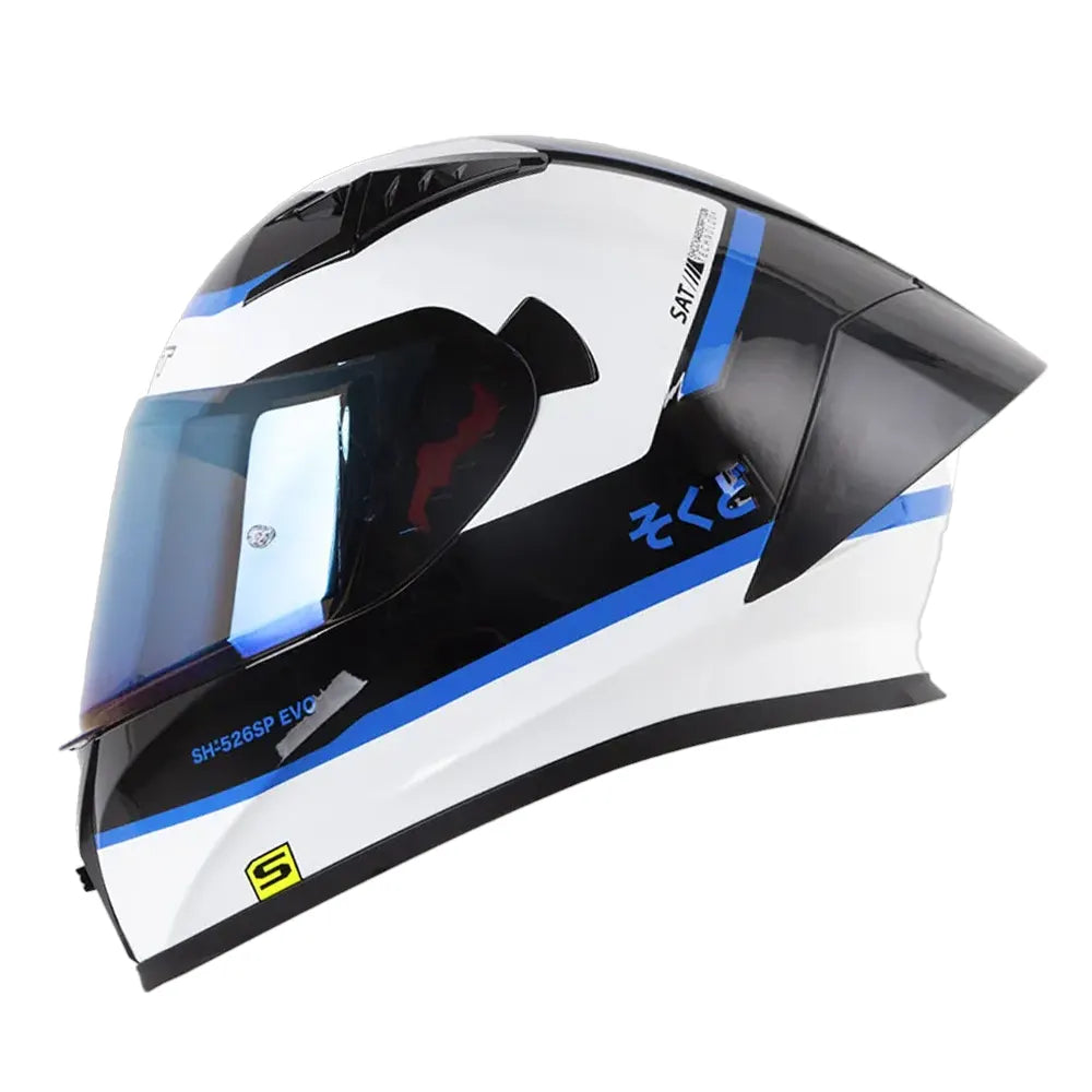 Casco Shaft 52Sp Evo Nihon Negro Azul Visor Iridium Azul