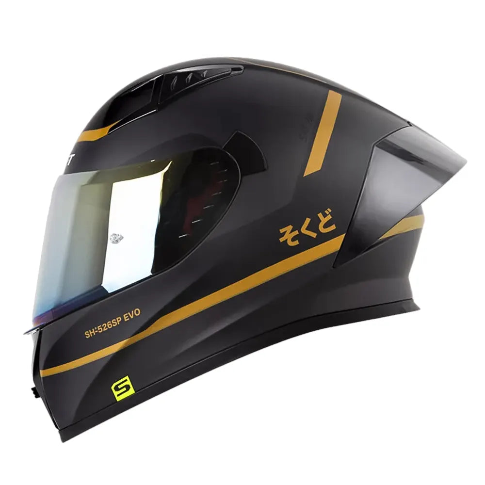 Casco Shaft 52Sp Evo Nihon Negro Dorado Visor Iridium Dorado