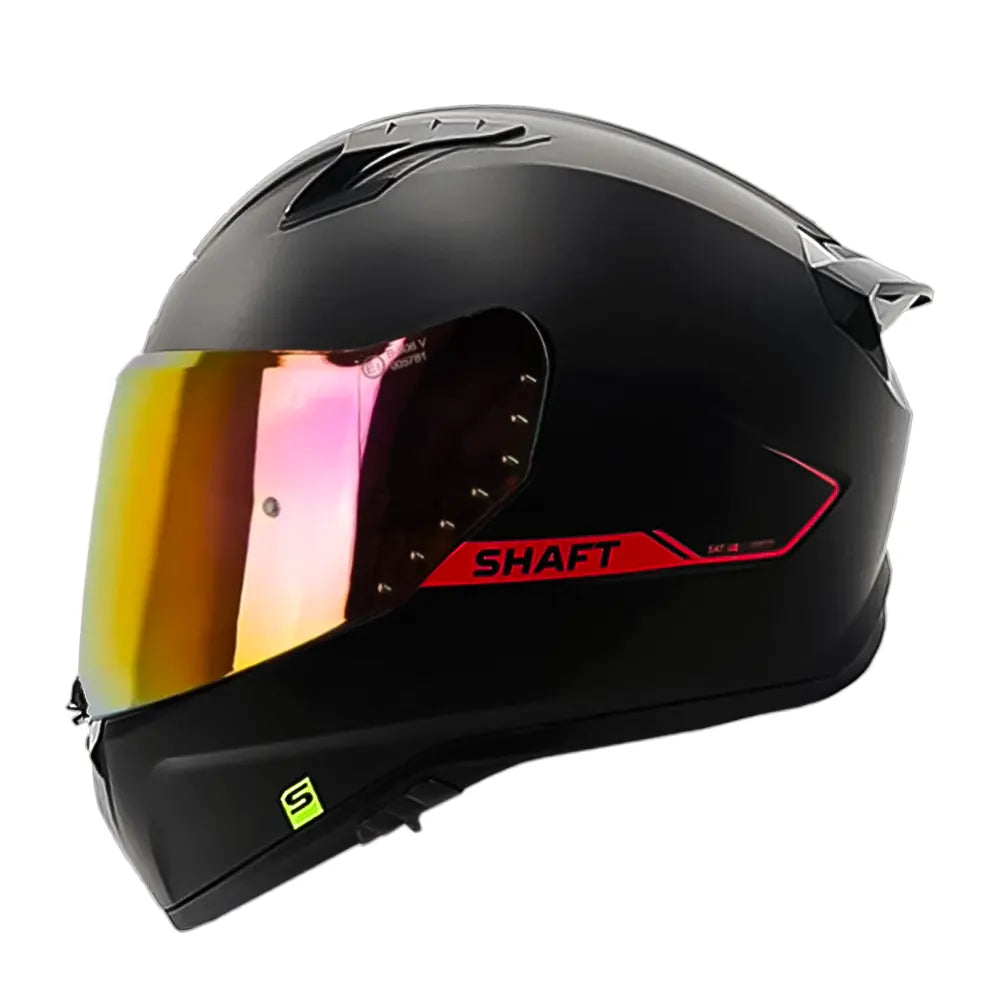 Casco Shaft 532Dv Solid Negro Rojo Visor Revo Rojo