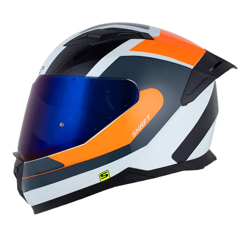 Casco Shaft 549 Sp Total Iii Blanco Perlado Naranja Visor Iridium Azul