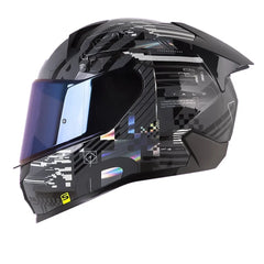 Casco Shaft 560 Evo Circuit Gris Oscuro Visor Iridium Azul