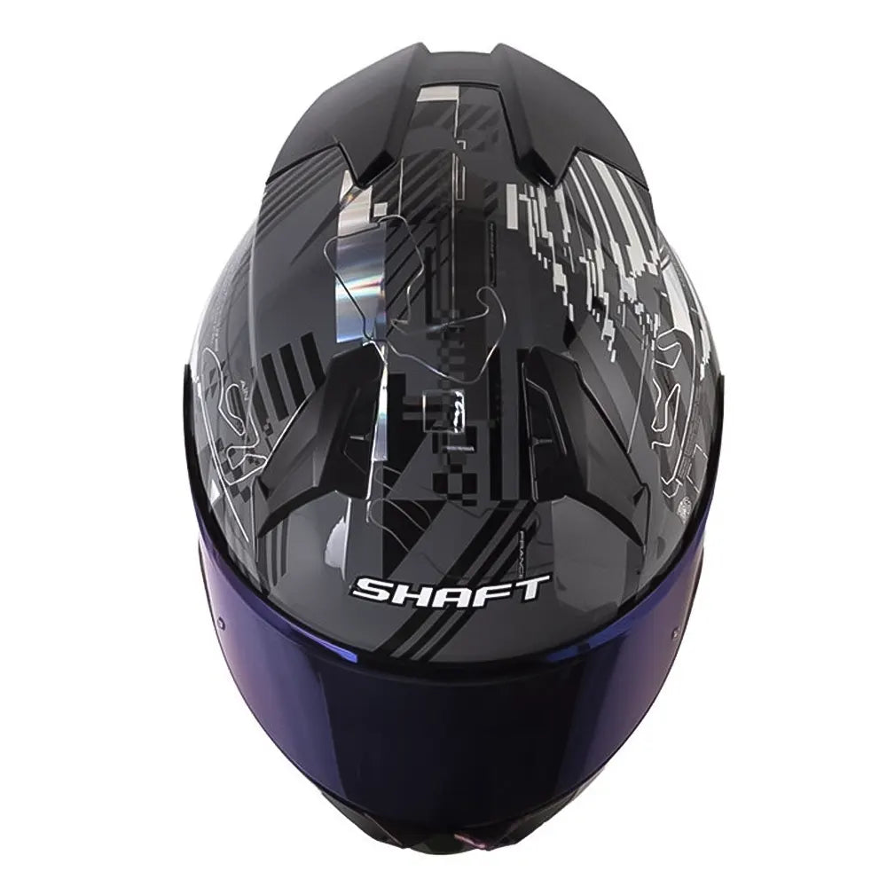 Casco Shaft 560 Evo Circuit Gris Oscuro Visor Iridium Azul