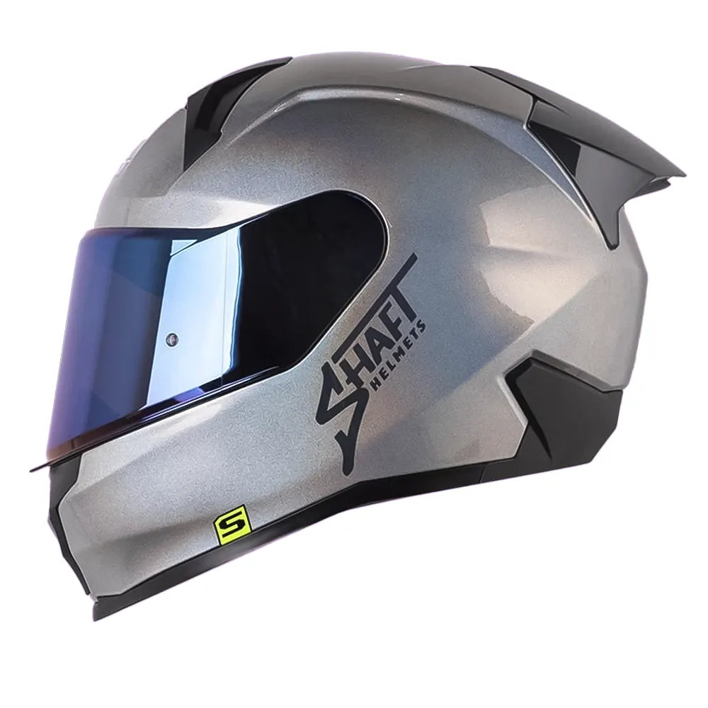 Casco Shaft 560 Evo Solid Camaleón Gris Visor Iridium Azul