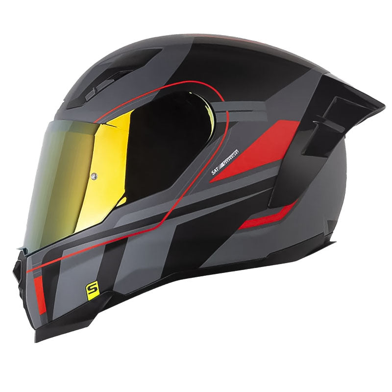 Casco Shaft 562 R Hella Gris Oscuro Rojo Visor Iridium Rojo