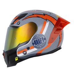Casco Shaft 562 R Old School Gris Naranja Visor Iridium Rojo
