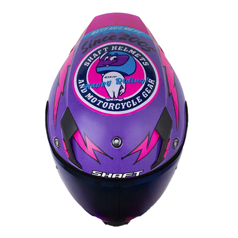 Casco Shaft 562 R Old School Morado Fuscia Visor Iridium Azul