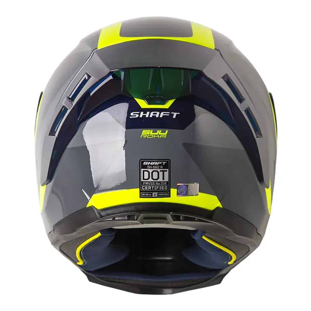 Casco Shaft 562 R Suuroka Gris Oscuro Amarillo Visor Iridium Azul