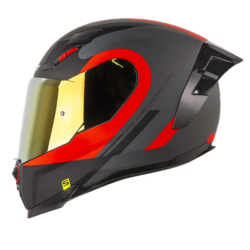 Casco Shaft 562 R Suuroka Gris Oscuro Rojo Visor Iridium Rojo
