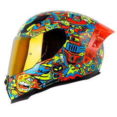 Casco Shaft 562 R Toon World Azul Amarillo Neón Visor Iridium Rojo