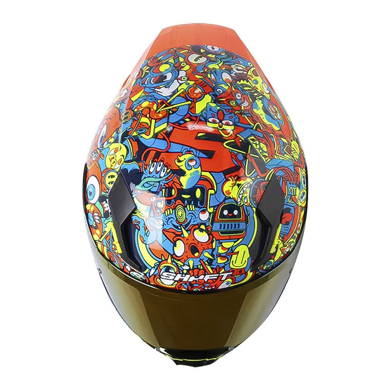 Casco Shaft 562 R Toon World Azul Amarillo Neón Visor Iridium Rojo