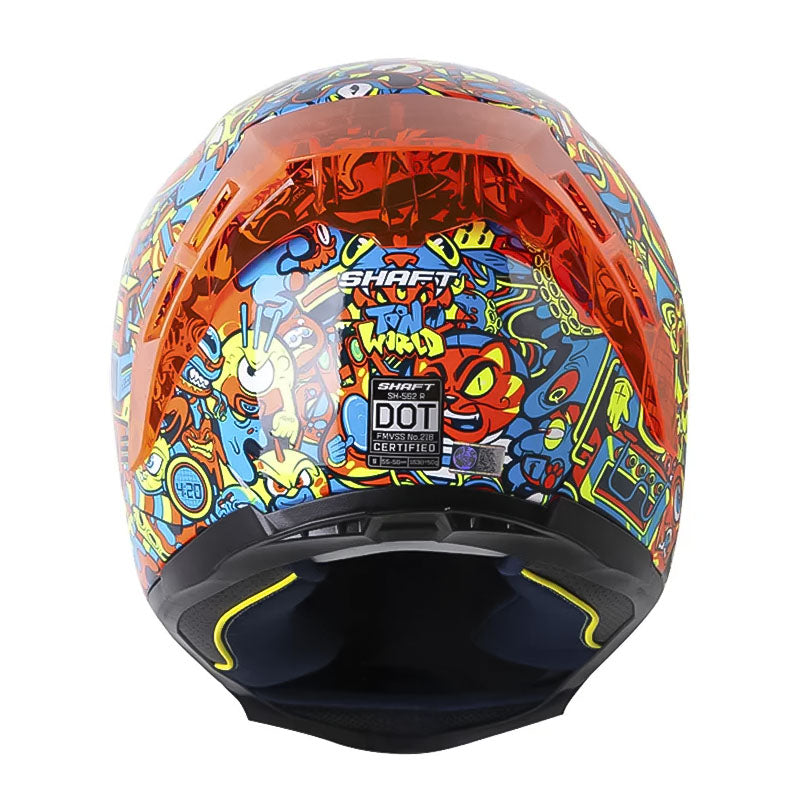 Casco Shaft 562 R Toon World Azul Amarillo Neón Visor Iridium Rojo
