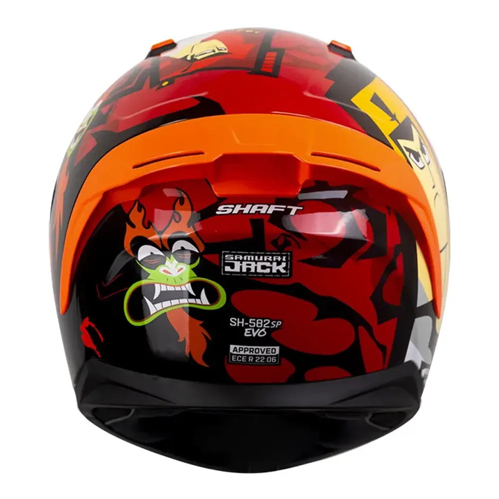 Casco Shaft 582Sp Evo Samurai Jack Rojo Visor Iridium Dorado