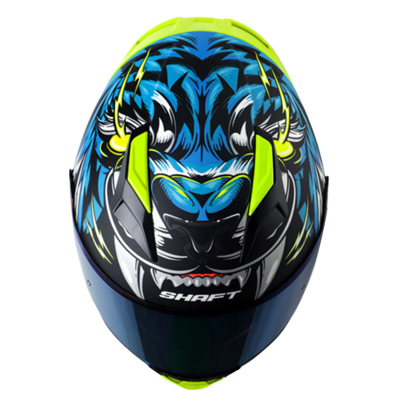 Casco Shaft 582Sp Evo Tigerface Negro Azul Visor Iridium Azul