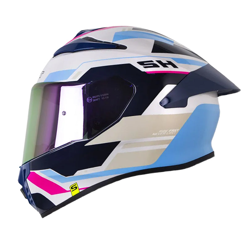 Casco Shaft 584 Sp Clover Blanco Perlado Fucsia Visor Revo Morado