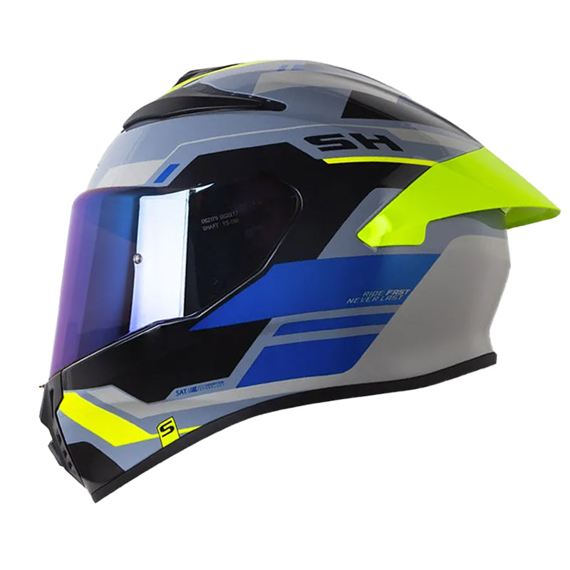 Casco Shaft 584 Sp Clover Gris Amarillo Visor Iridium Azul