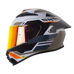 Casco Shaft 584 Sp Clover Gris Naranja Visor Revo Rojo