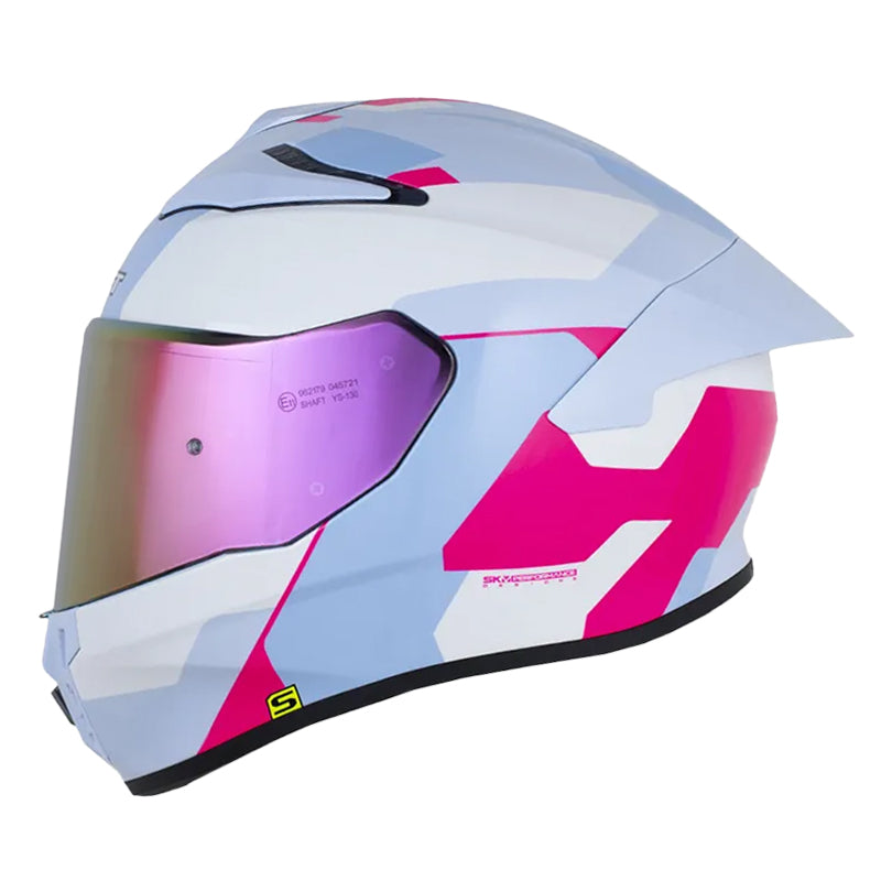 Casco Shaft 584 Sp Downx Azul Claro Fucsia Visor Revo Morado
