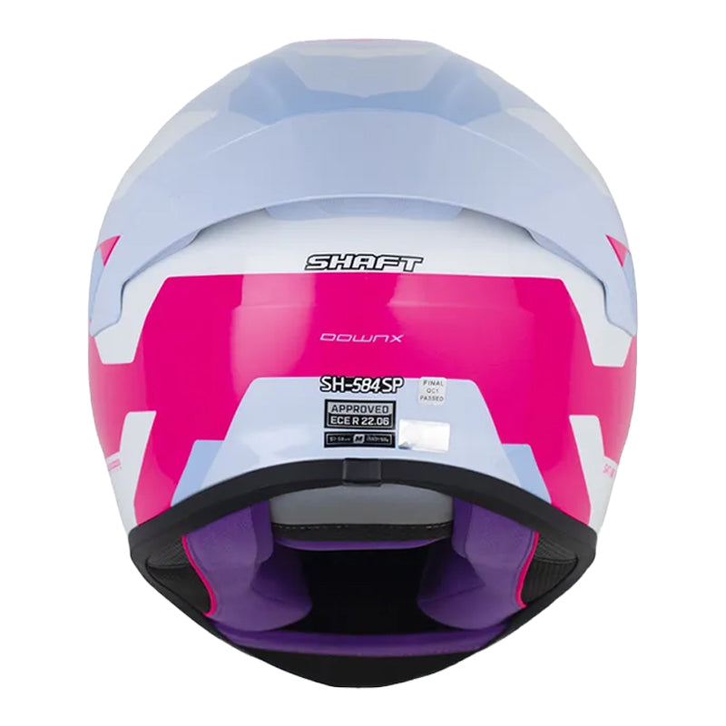 Casco Shaft 584 Sp Downx Azul Claro Fucsia Visor Revo Morado