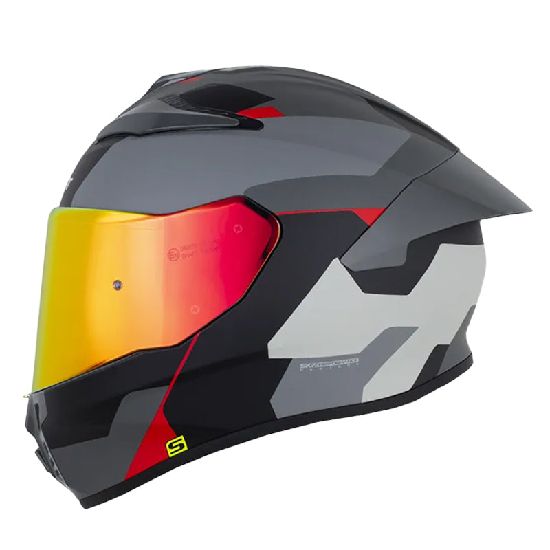 Casco Shaft 584 Sp Downx Gris Oscuro Negro Visor Revo Rojo
