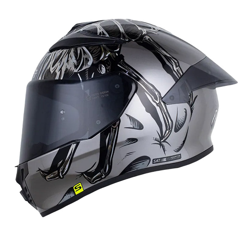 Casco Shaft 584 Sp Face Hugger Gris Metalico Gris Oscuro Visor Smoke