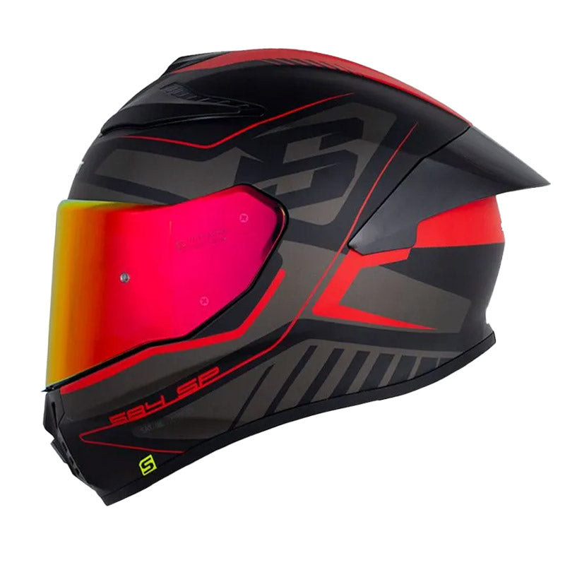 Casco Shaft 584 Sp Race Negro Gris Oscuro Visor Revo Rojo