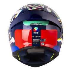 Casco Shaft 584 Sp Rgb Azul Oscuro Rojo Visor Revo Rojo