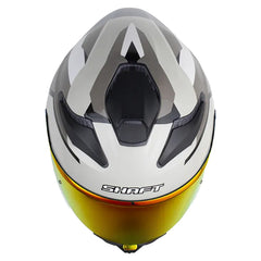 Casco Shaft 584 Sp Shairo Blanco Gris Oscuro Visor Revo Rojo