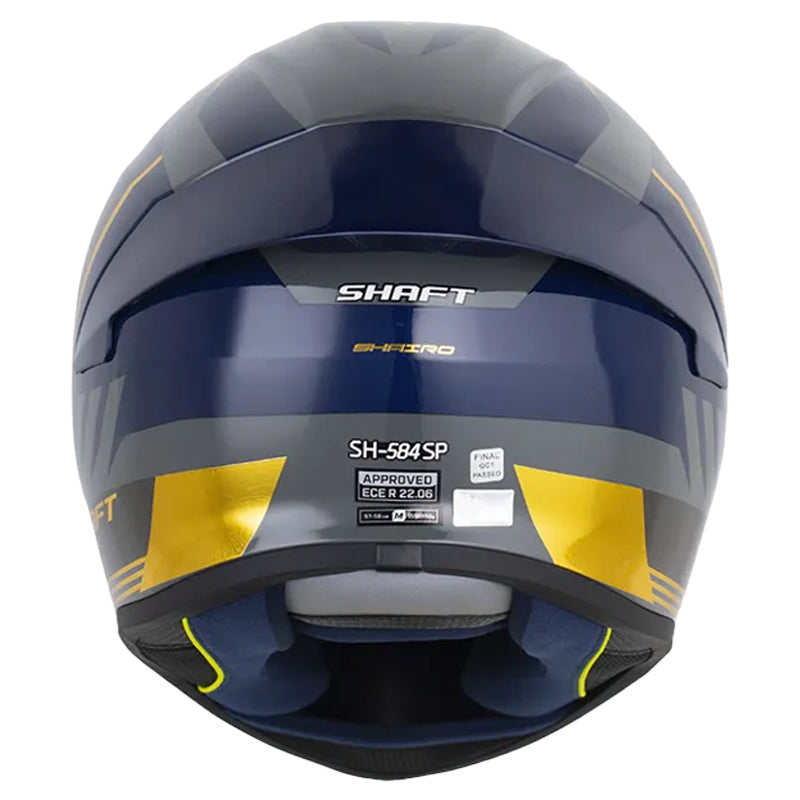 Casco Shaft 584 Sp Shairo Gris Oscuro Holografico Dorado Visor Iridium Azul