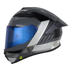 Casco Shaft 584 Sp Shairo Gris Oscuro Holografico Silver Visor Iridium Azul