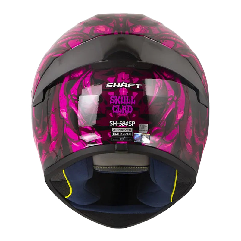 Casco Shaft 584 Sp Skull Clad Negro Fucsia Visor Iridium Azul