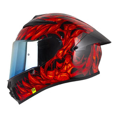 Casco Shaft 584 Sp Skull Clad Negro Rojo Visor Iridium Dorado