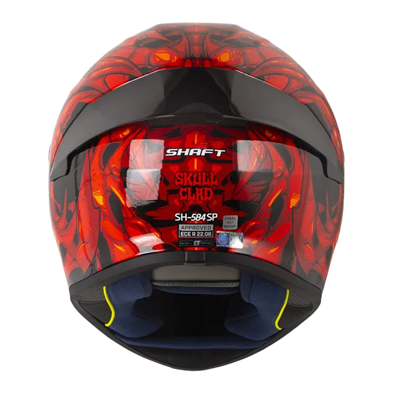 Casco Shaft 584 Sp Skull Clad Negro Rojo Visor Iridium Dorado