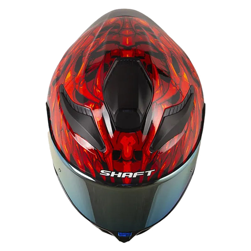 Casco Shaft 584 Sp Skull Clad Negro Rojo Visor Iridium Dorado