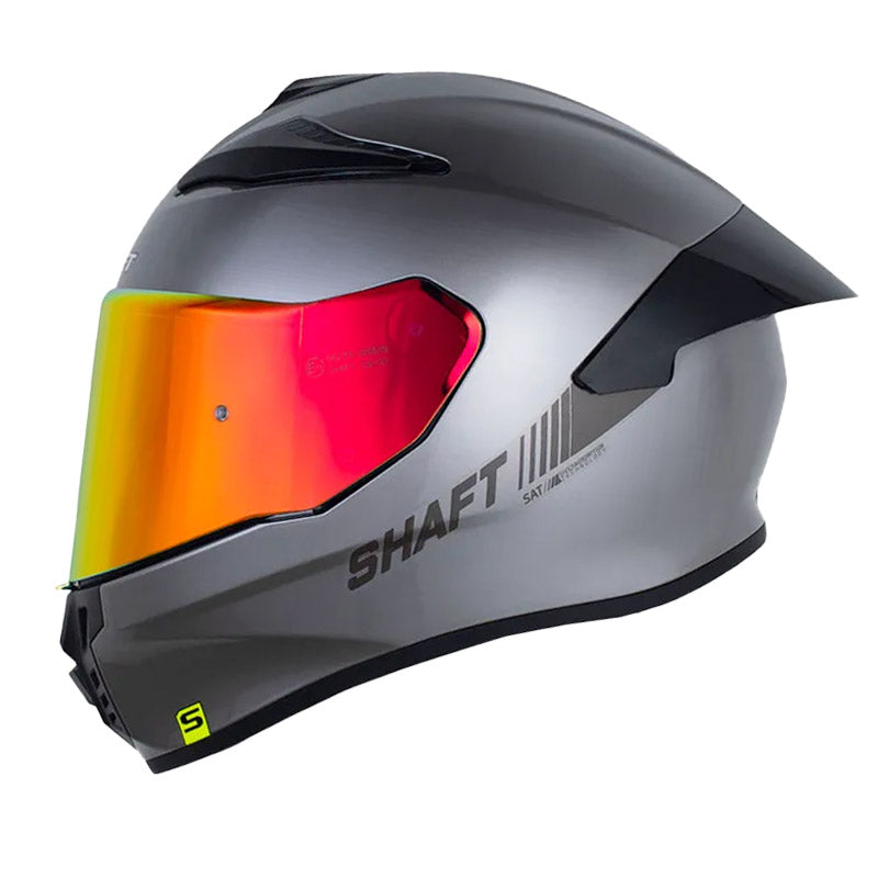Casco Shaft 584 Sp Solid Gris Metalico Visor Revo Rojo