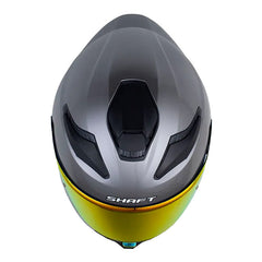 Casco Shaft 584 Sp Solid Gris Metalico Visor Revo Rojo