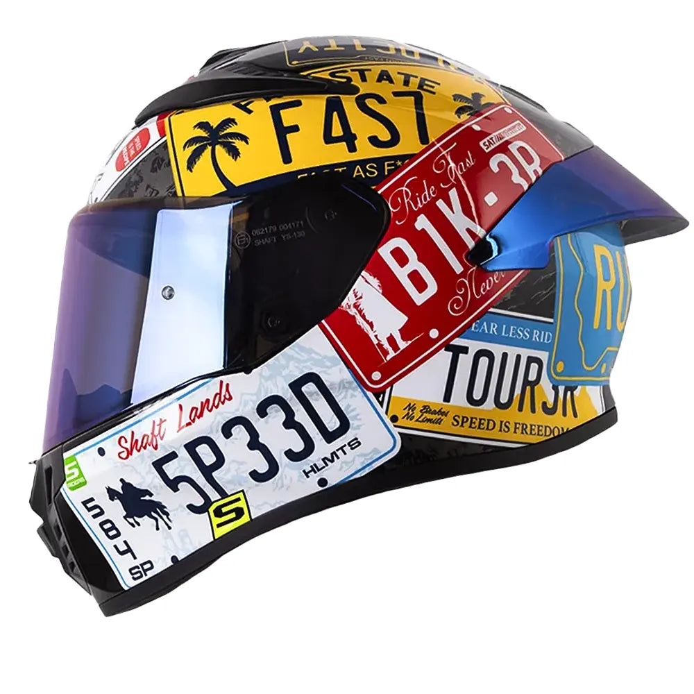 Casco Shaft 584 Sp State Negro Amarillo Neón Visor Iridium Azul